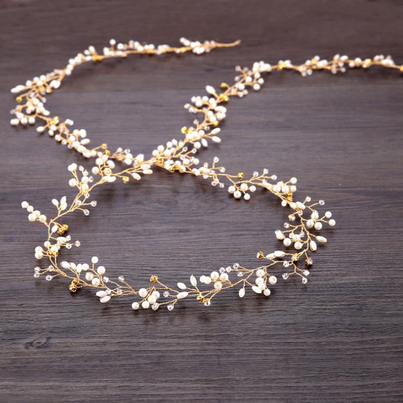 Celeste crystal pearl bridal hair vine with botanical branching accents
