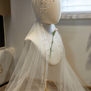 Giselle pearl detail wedding veil in white