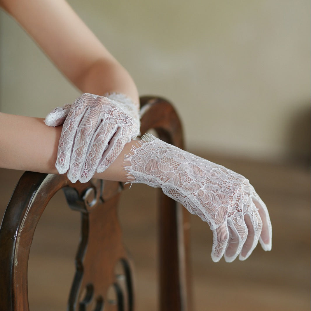 Florence floral lace bridal gloves, additional product photograph